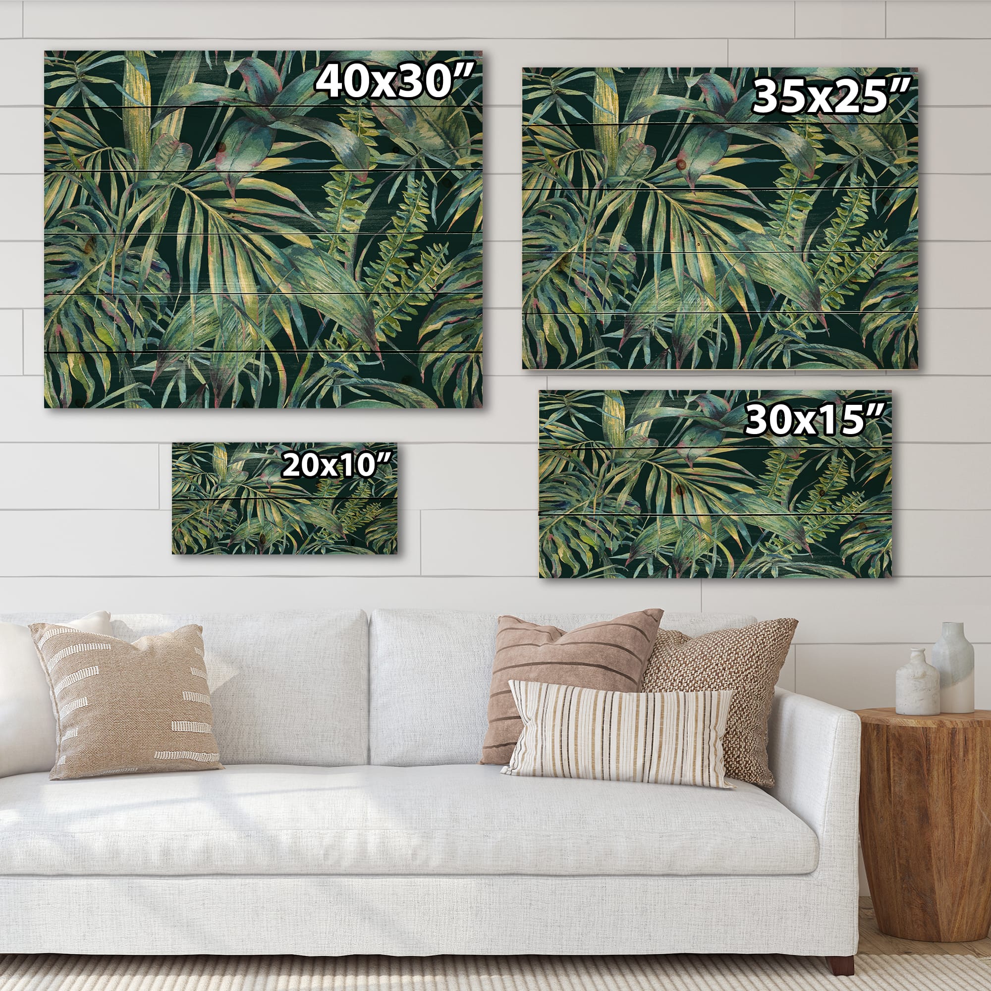 Designart - Natural Leaves Exotic On Dark I